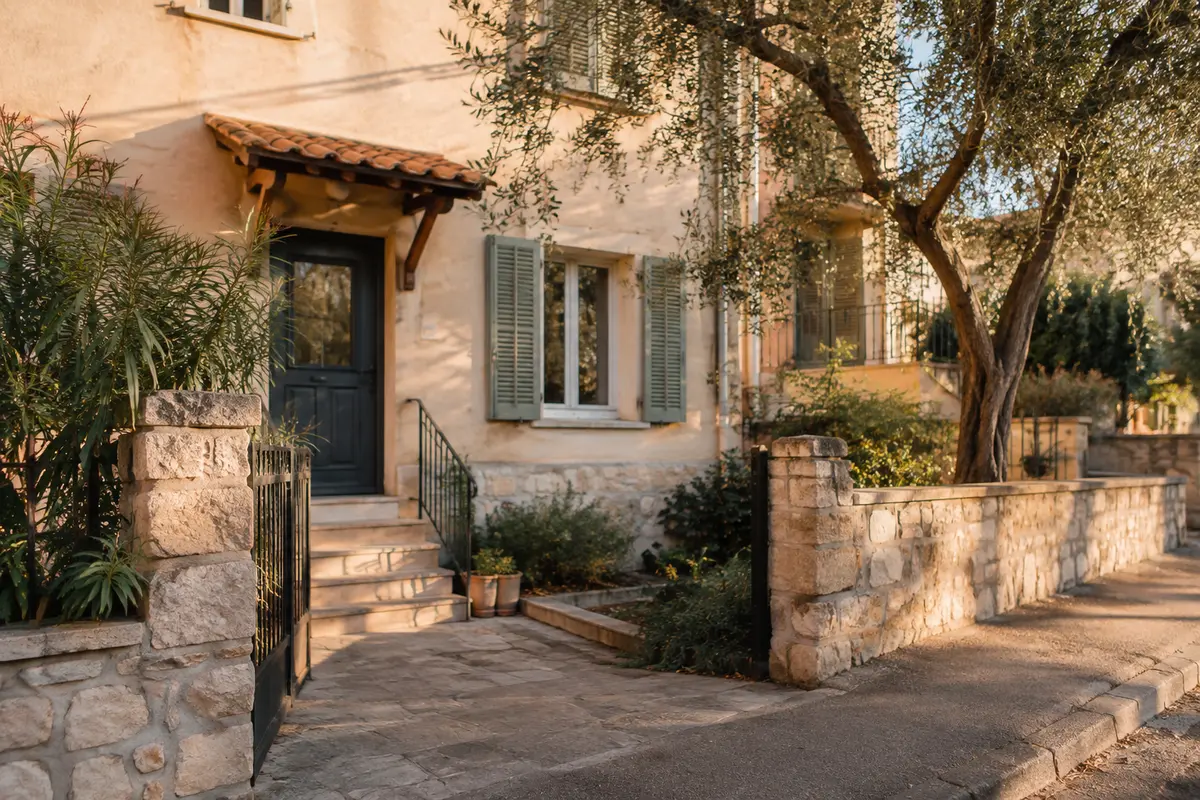 Maison méditerranéenne à l’entrée calme et arborée